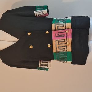 Black Beaded Blazer size 10 100% Linen